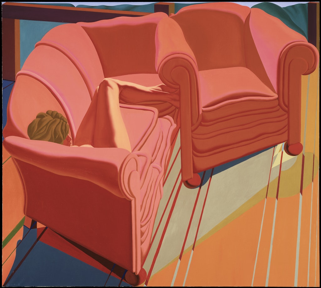 Nude on Sofa with Red Chair