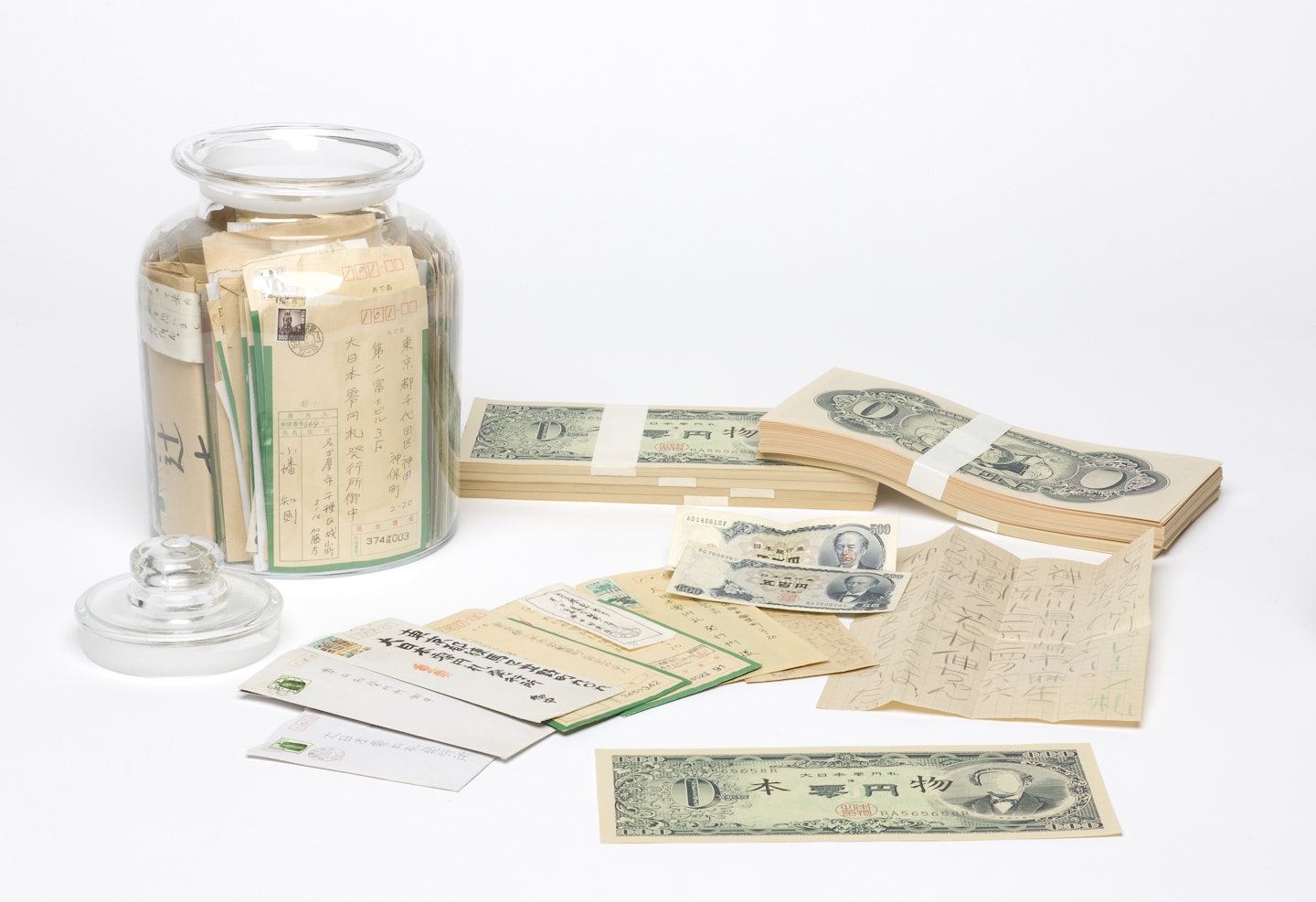 Jar open, some of its contents laid out