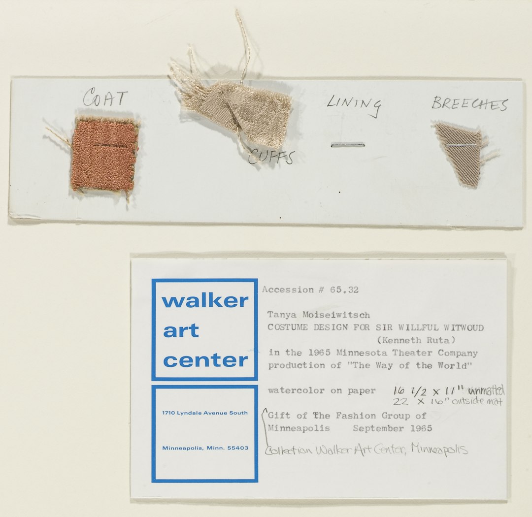 Verso with fabric swatches and label information