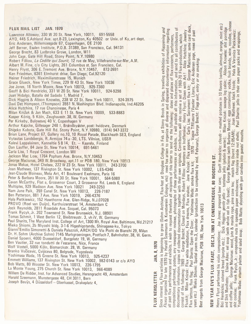 Flux Newsletter, January 8, 1970