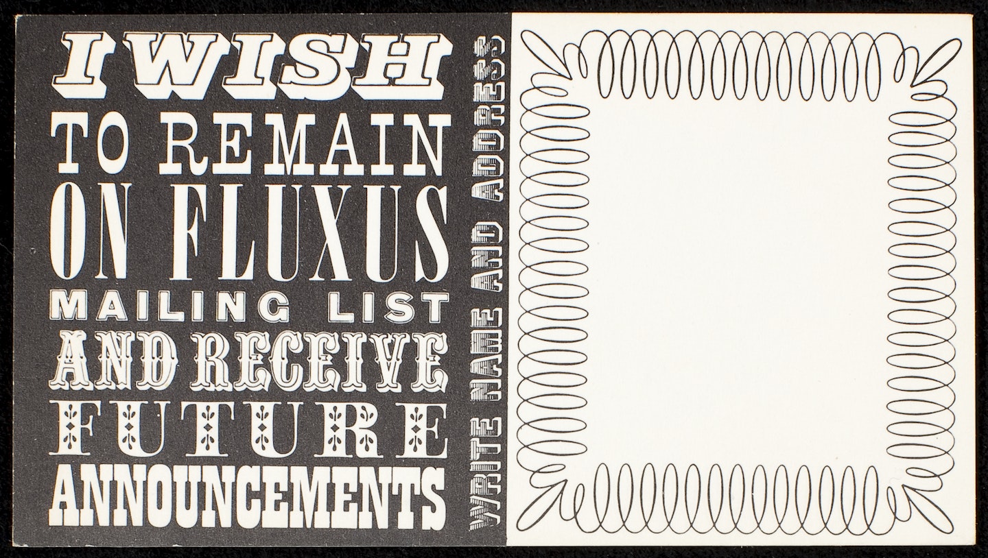 Fluxus Mailing List Card