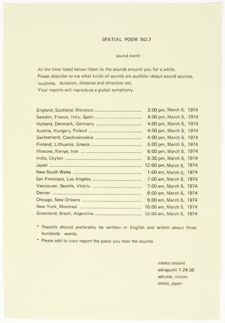 Spatial Poem No. 7/sound event