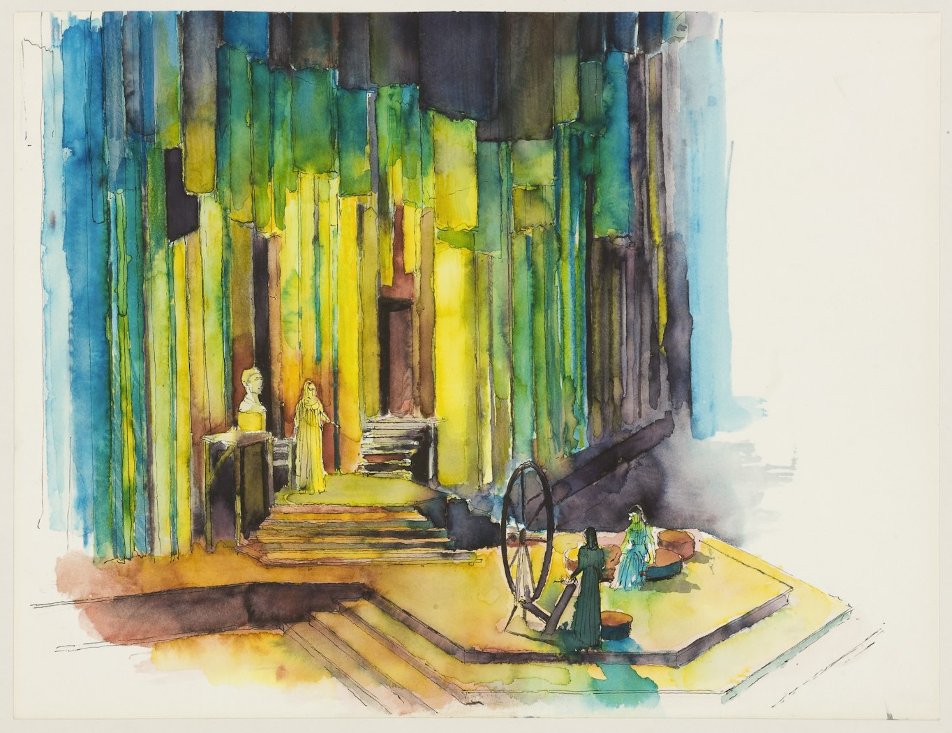 Sketch for set design for 1964 Center Opera production of "The Rape of Lucretia"