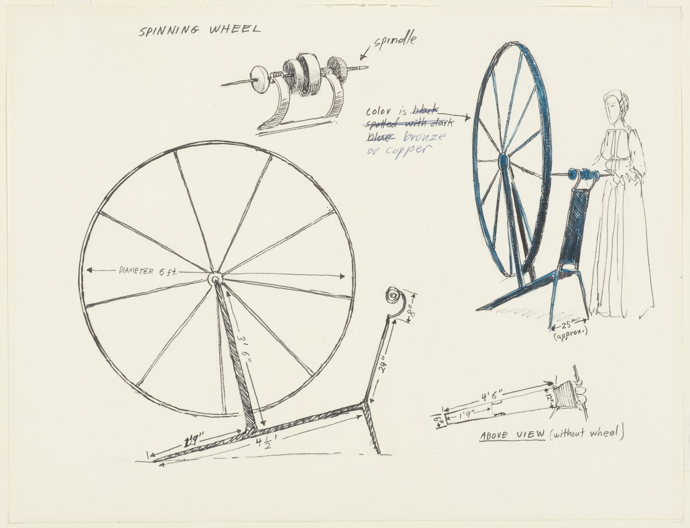 Sketch for set design for 1964 Center Opera production of "The Rape of Lucretia"